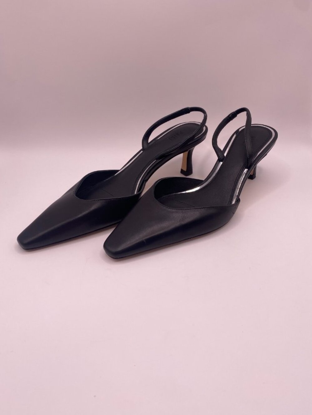 Paige Womens Pia Black Leather Pointy Toe Slingback Heel Mules Sz 6